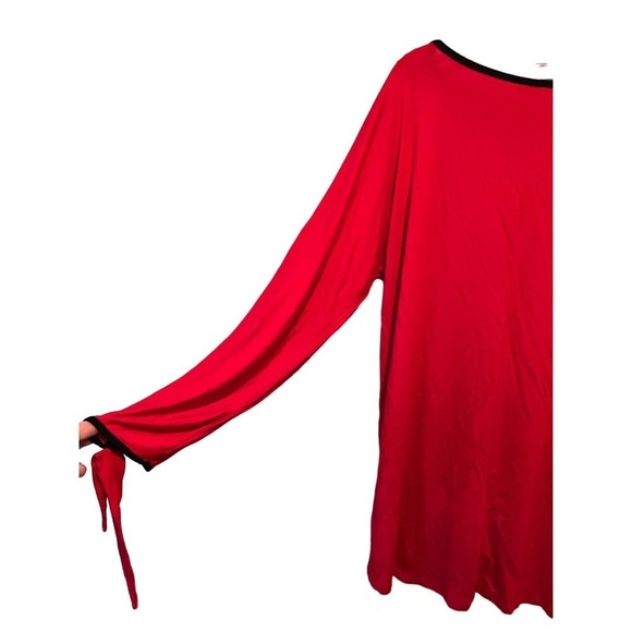 Cable & Gauge Blouse Top Women Size M Red Slit Sleeve Crew Neck Viscouse Outdoor - Picture 6 of 6